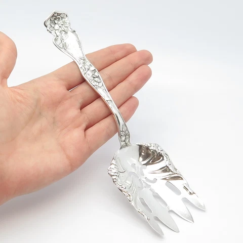 925 Sterling Silver Antique R. Blackinton & Co. Cherry Blossom Fish Serving Fork Cover