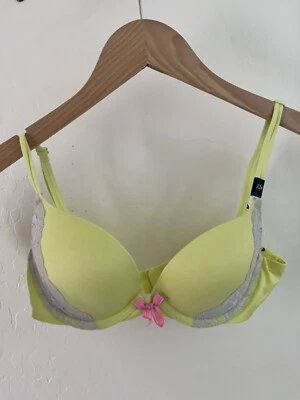 Sujetador push up Victoria's Secret 32B muy sexy amarillo gris encaje nuevo con etiquetas Foto 1 de 3