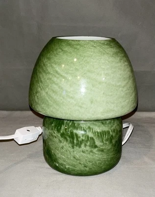 "Lámpara de mesa de vidrio confeti verde hongo luz estilo vintage 7,5""" Foto 1 de 4