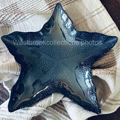 Plato decorativo o para servir de vidrio turco Akcam con forma de ESTRELLA AZUL MARINO NÁUTICO 13" Foto 1 de 4