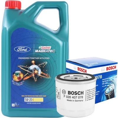 BOSCH ÖLFITLER ANSCHRAUBFILTER FORD + 5L CASTROL 5W-20 MAGNETEC PROFESSIONAL - Bild 1 von 4