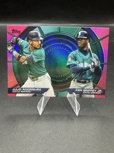 2025 Topps Series 2 Dynamic Duo Julio Rodriguez/Ken Griffey JR Pink Holo SP. - Picture 1 of 2