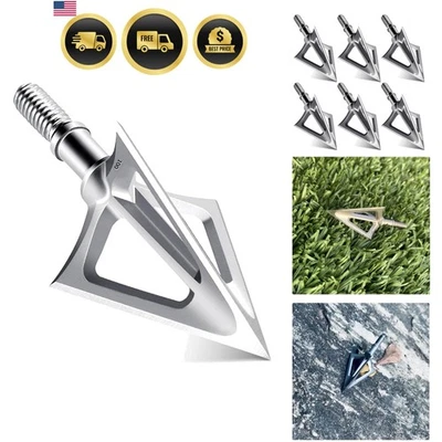 Paquete de 6 cabezales anchos de tiro con arco 420 acero inoxidable 100 granos corte de 1-1/8 pulgadas Foto 1 de 4