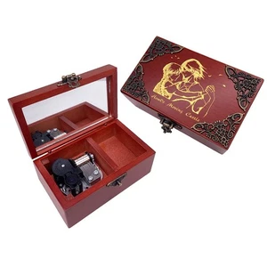 Jewelry Music Box with Mirror Carved Wood Musical Box Wind up Gift Box for Bi... - Foto 1 di 5