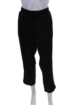 Pantalones Pam & Gela para mujer tiro medio cordón pierna recta negro amarillo talla grande Foto 1 de 4