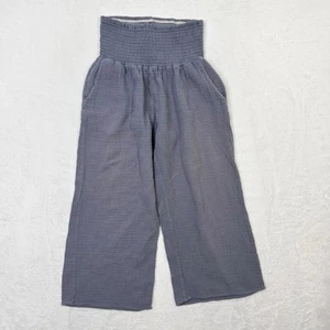 Miou Muse Pants Womens Large Blue Muslin High Waist Pull On Wide Leg Coastal - Imagen 1 de 12
