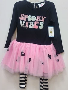 Girl's Spooky Vibes 2-Piece Tunic Tutu & Legging Set Counting Daisies - Picture 1 of 5