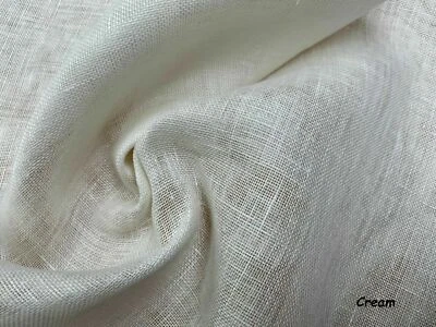 Extra Wide See-Through Linen Fabric Soft Curtains Clothes 118" wide Plain CREAM - Image 1 of 4