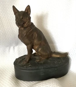 Vtg JB 2408 Jennings Brothers Metal GERMAN SHEPHARD BELGIUM MALINOIS Dog Statue - Picture 1 of 8