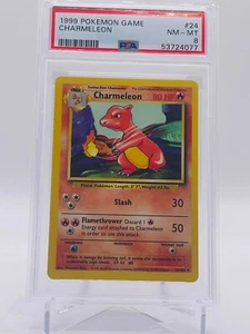 PSA 8 NEAR MINT - MINT - Charmeleon 24/102 Base Set Unlimited Pokemon Card - Picture 1 of 2