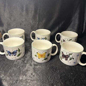 Tabletops Unlimited Butterfly Coffee Tea Mugs Set Of 6 - Picture 1 of 8