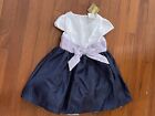 Crazy 8 Infant Girl White and Navy Fancy Holiday Party Dress 12-18 months New