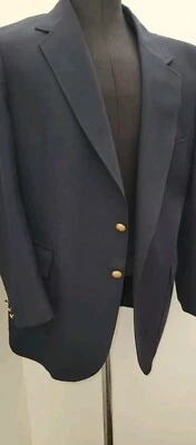 BLAZER MANOR INGLÉS 44R LANA AZUL MARINO OSCURO 2 LOGO LATÓN BUTNS PARCHE PKTS 30 1/2"... Foto 1 de 4