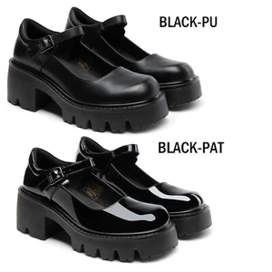 Women Mary Janes Round Toe Low Heels Patent Leather Ankle Strap Party Suit Shoes - Picture 1 of 22