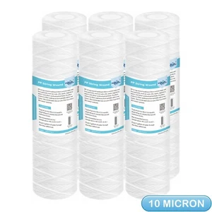 10 Micron 10"x2.5" String Wound Whole House Well Water RO System Sediment Filter - Picture 1 of 12