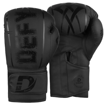 DEFY® Synthetic Leather Boxing Glove Thai Punch Training Sparring Gloves Black - Image 1 of 4