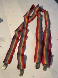 Vintage Honcho Rainbow Suspenders West Germany Pride. Clip Style. Adjustable - Picture 1 of 7