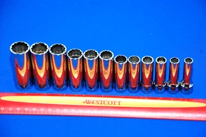 Snap-on NEW 12 Piece 3/8" Drive 12-POINT Metric Deep Socket Set 212SFMY - Picture 1 of 4