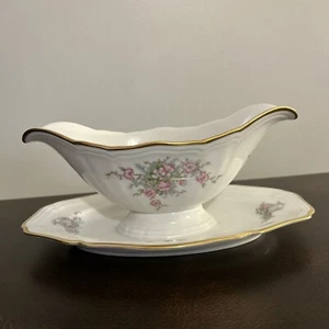 De colección Johann Haviland Baviera Alemania Chippendale Rose Gravyboat y placa base - Imagen 1 de 9