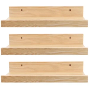 Estantes flotantes con partición de madera maciza de 3 unidades para sala de estar - Imagen 1 de 12