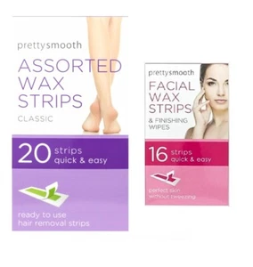 PRETTY SMOOTH Facial Wax Strips & Finishing Wipes X16 - Assorted Wax Strips X20 - Picture 1 of 5