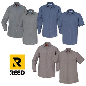 Microcheck Work Shirts 2 Pocket Button Up Industrial Uniform Mechanic Technician - Picture 1 of 19