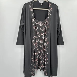 Abito vestito Kathy Ireland grigio floreale due pezzi slip taglia large - Foto 1 di 11