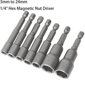 3-24mm Magnetic Hex Nut Driver Set 1/4" Shank Metric Nut Setter Power Drill Bit - Picture 1 of 12