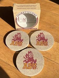 Thristystone ASU Arizona Sun Devils Old Style Logo Coasters - Set of 3 w/ Box - Picture 1 of 2