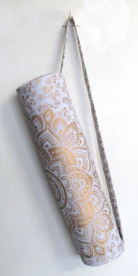 Bolso portador de esterilla de yoga dorado blanco indio Mandala bolsas grandes con correa para el hombro EE. UU. Foto 1 de 4