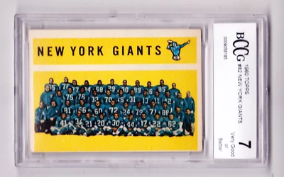 1960 TOPPS #82 NEW YORK GIANTS TEAM CARD UNMARKED BCCG 7 VERY GOOD OR BETTER - Image 1 of 3