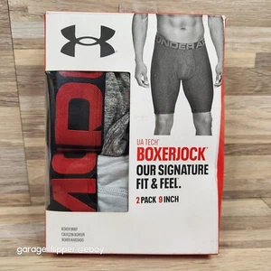 Under Armour Tech Boxerjock Boxer Brief 9-inch 2-Pack Size S Small Gray Red - Picture 1 of 15