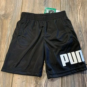 NWT Boys PUMA Cute Black/White Elastic Waist Shorts With Big Cat Logo Size 5 - Picture 1 of 3
