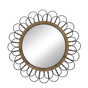 36" Wall Mirror Metal Rattan Wall Decor Wall Mirror Accent Round Mirror - Picture 1 of 1
