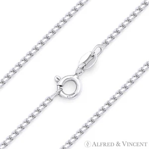 Collar de cadena de eslabones de caja redonda delgada de 1,2 mm en plata esterlina .925 Italia con rodio - Imagen 1 de 2