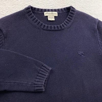 Suéter de punto Eddie Bauer vintage para mujer mediano azul marino cuello redondo pulóver Foto 1 de 4