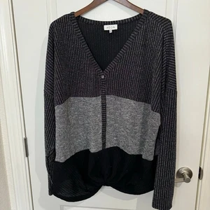 Suéter Pullover Ligero ACOA Top Para Mujer’s 1X Plateado Brilla Giro en la Cintura  - Imagen 1 de 10