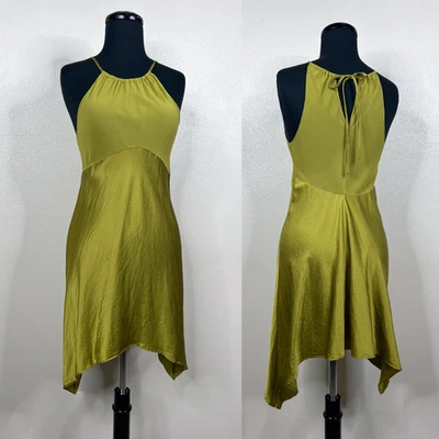 Vestido sin Mangas Halter de Seda Victorias Secret De Colección S Chartreuse Verde Fairycore Y2K Foto 1 de 4