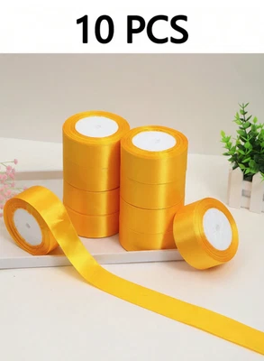 10 Rolls Satin Ribbon – DIY Rose Flowers, Cake, Wedding & Gift Wrapping - NEW - Image 1 of 4