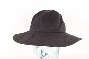 Vtg 90s Streetwear Distressed Tie Back Bucket Boonie Hat Cap Black Cotton Womens - Picture 1 of 7
