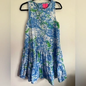 Lilly Pulitzer Trina Poplin Swing Modest Dress Suns Out Frenchie Blue Small - Picture 1 of 10
