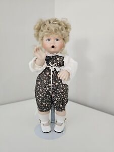 Collectible Blonde Curly Hair, Porcelain Doll 15" By Edwin Knowles-Jan Goodyear