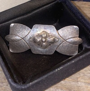 Antike Bjarne handgeschmiedete 925 Brosche Sterlingsilber Kunsthandwerk gehämmert floral - Bild 1 von 13