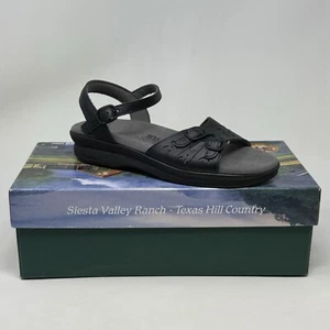 SAS Duo Sandals Womens 6 M Black Leather Ankle Strap Comfort Casual Cushioned - Picture 1 of 12