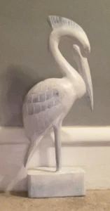 Hand Carved Wood Tropical Bird Indonesia Large 16” Tall 7” Wide. Painted White. - Picture 1 of 5