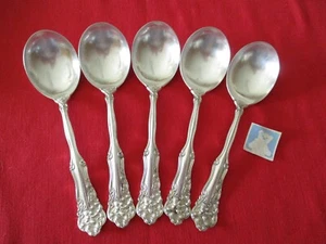 (5) Rogers IS Silverplate 6 15/16" Soup Spoons, 1904 Berwick aka Diana #14 - Picture 1 of 6