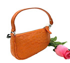 Auth Nwt By Far Mini Rachel Circular Moc-Croc Leather Shoulder Bag In Papaya