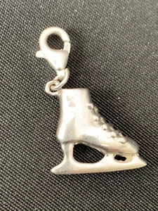 Sterling Silver Ice Skate Charm 925 Sterling Silver 1" x 5/8"  - Picture 1 of 6
