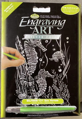 Royal & Langnickel Engraving Art Silver Foil 5” X 7” SILFMIN-101 Sea Horses - image 1 of 2