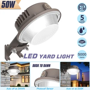 50W 6750Lm LED Yard Light Dusk to Dawn Photocell Outdoor Security Area Lighting - Picture 1 of 10